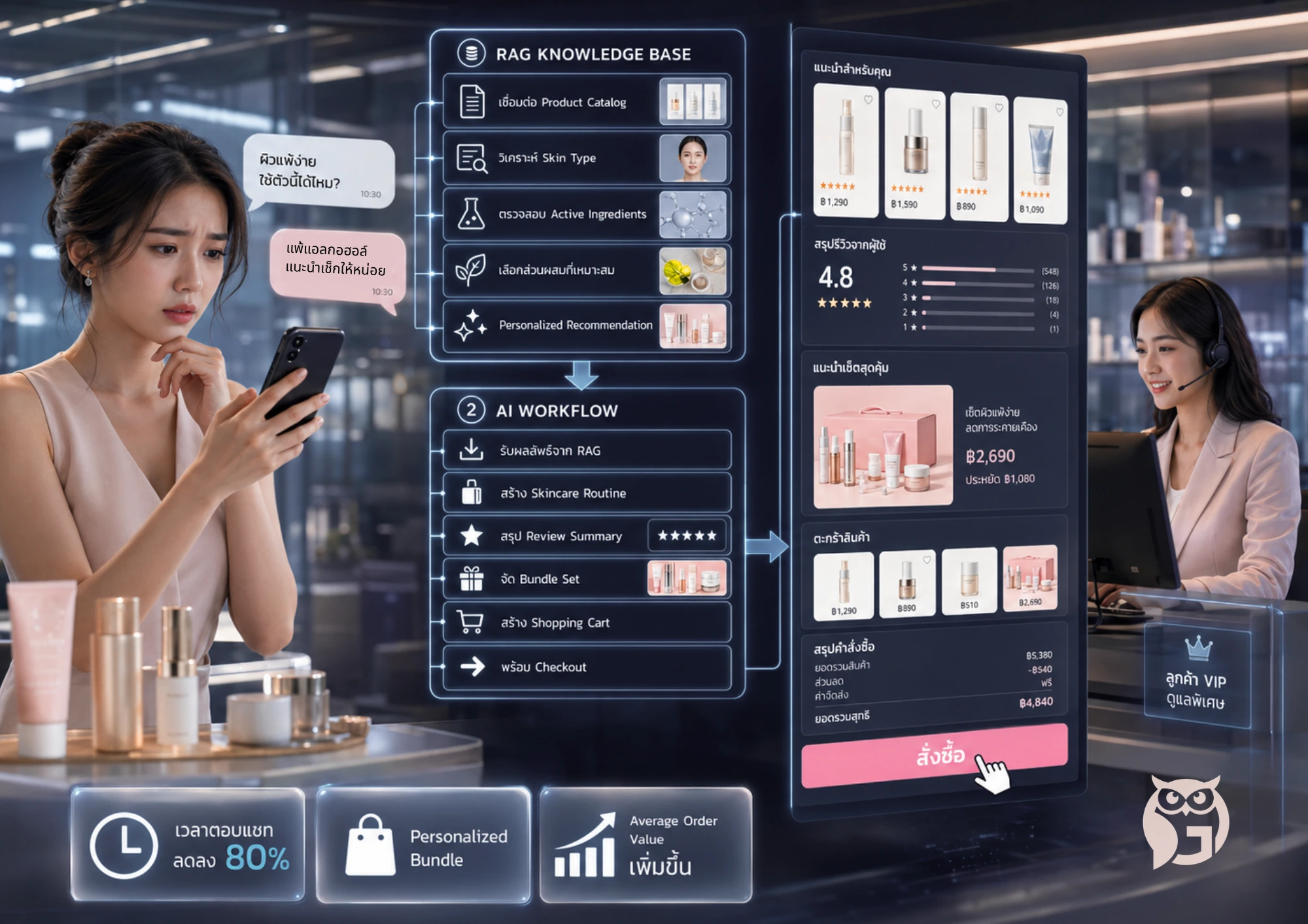 Case ธุรกิจ: แบรนด์เครื่องสำอาง - RAG + Workflow
